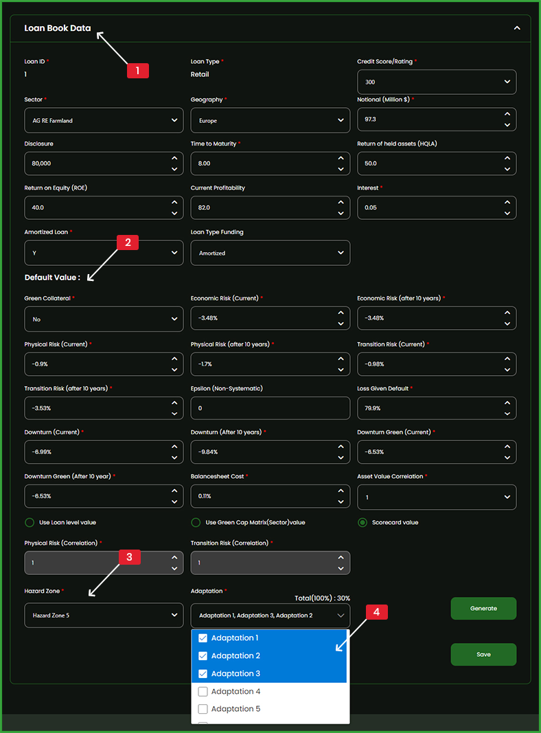 Loan Book Editing Dashboard - Greencap